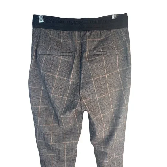 ZARA Small Plaid Small Slim Fit Trousers Gray Check Pattern - Picture 13 of 14